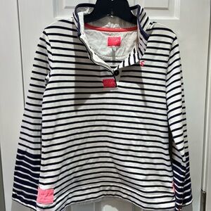 Joules Navy & white with pop of pink Striped woman’s sweatshirt size 8